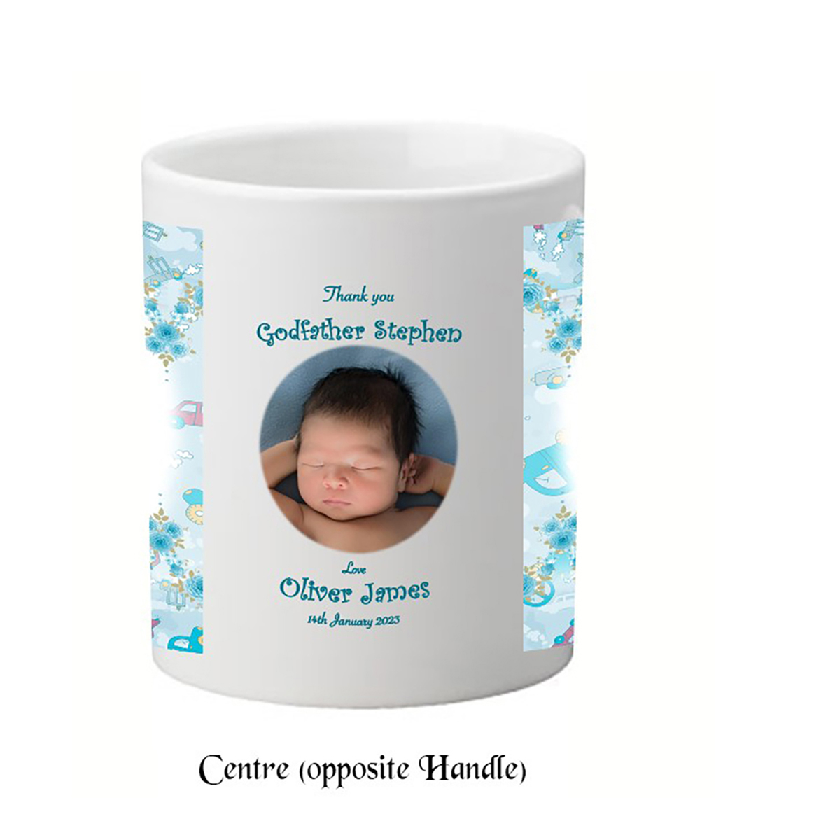 Personalised Godfather Mug Gift - Bear on Moon with Photo