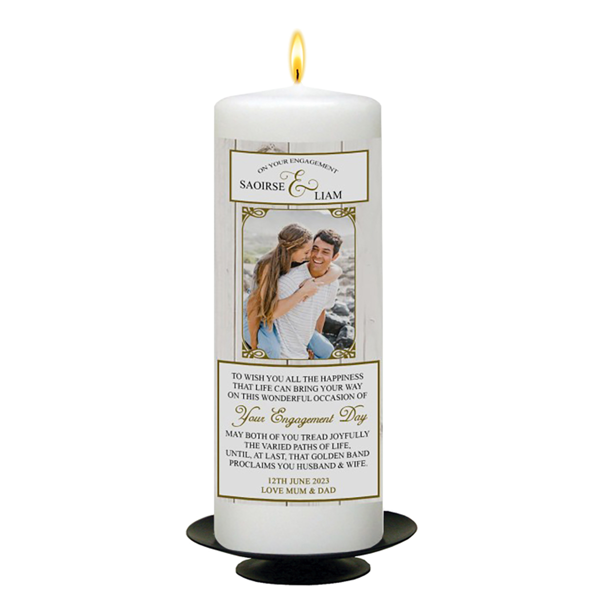 Personalised Engagement Candle Gift - Engagement with Photo