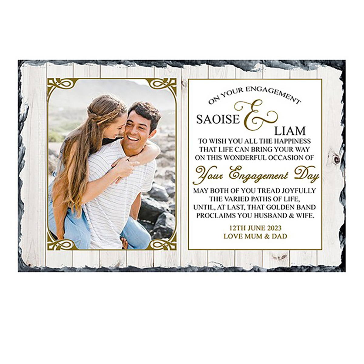 Personalised Engagement Slate Gift - Engagement with Photo