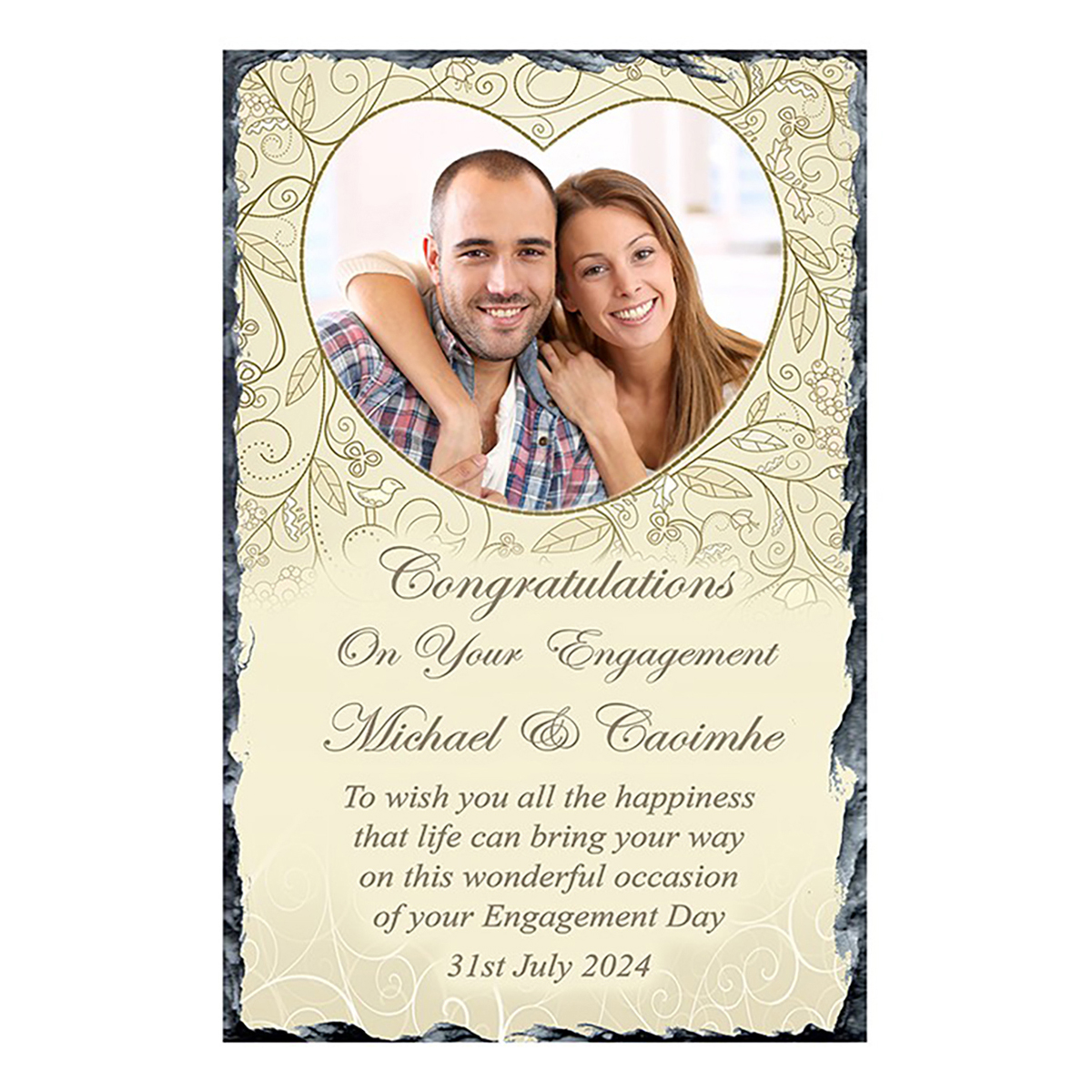 Personalised Engagement Slate Gift - Love Heart with Photo