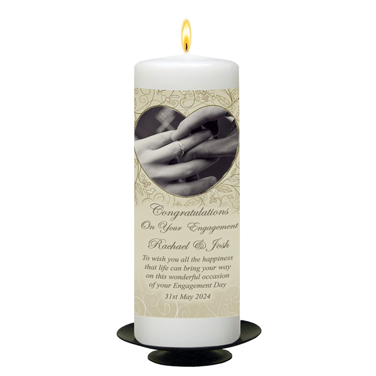 Personalised Engagement Candle Gift - Love Heart