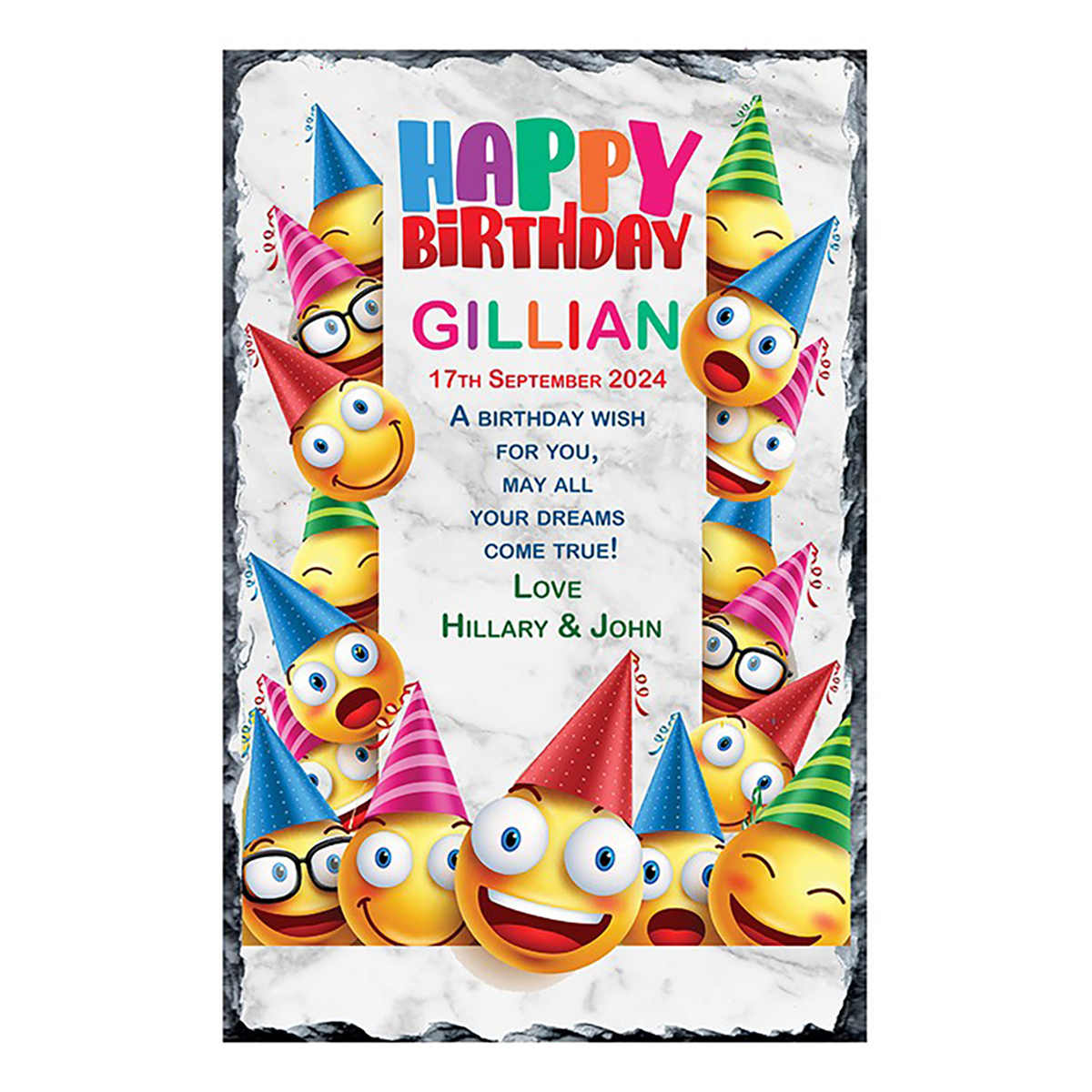 Personalsied Birthday Slate Gift - Emoji party