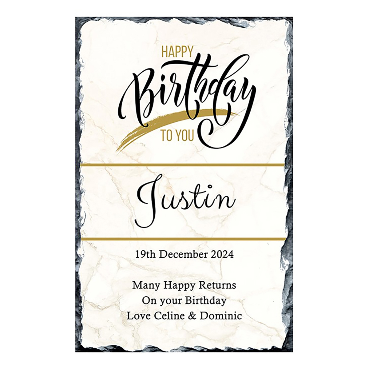Personalsied Birthday Slate Gift - Elegant Happy Birthday