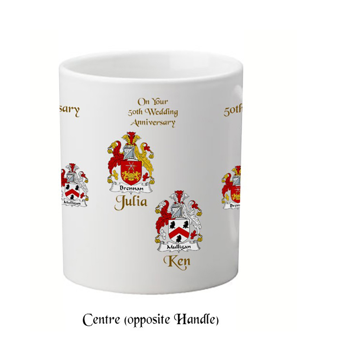 Personalised Wedding Annversary Mug - Any Anniversary Crest (Gold Script)