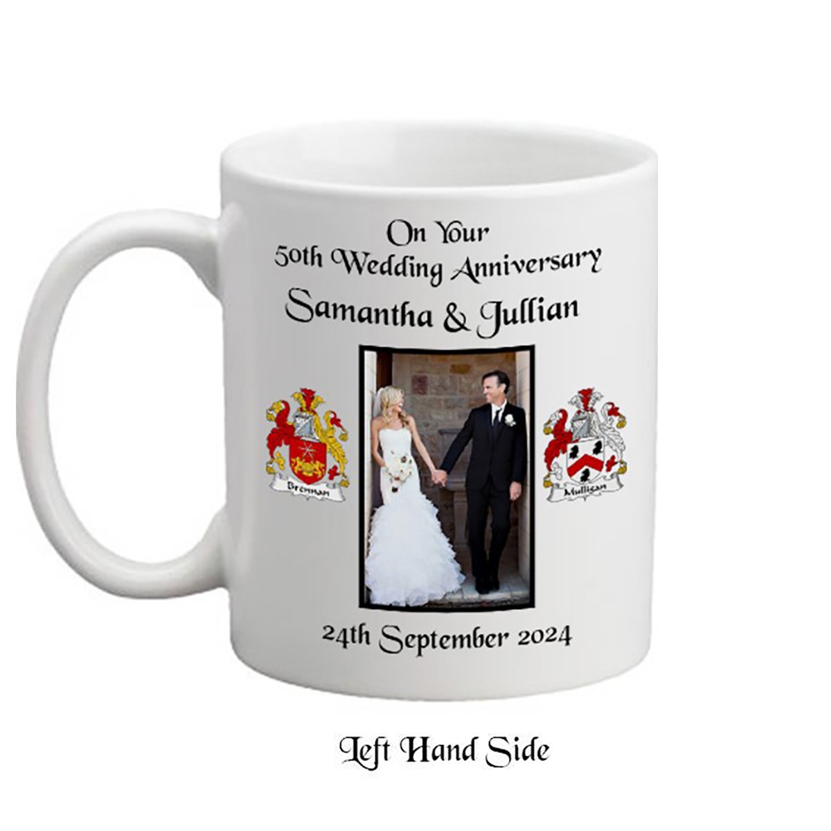 Personalised Wedding Annversary Mug - Any Anniversary Crest (BlackScript)