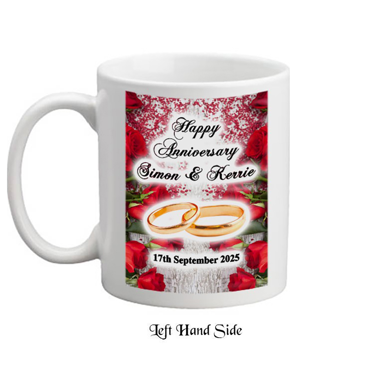 Personalised Wedding Anniversary Mug Gift - Red Roses