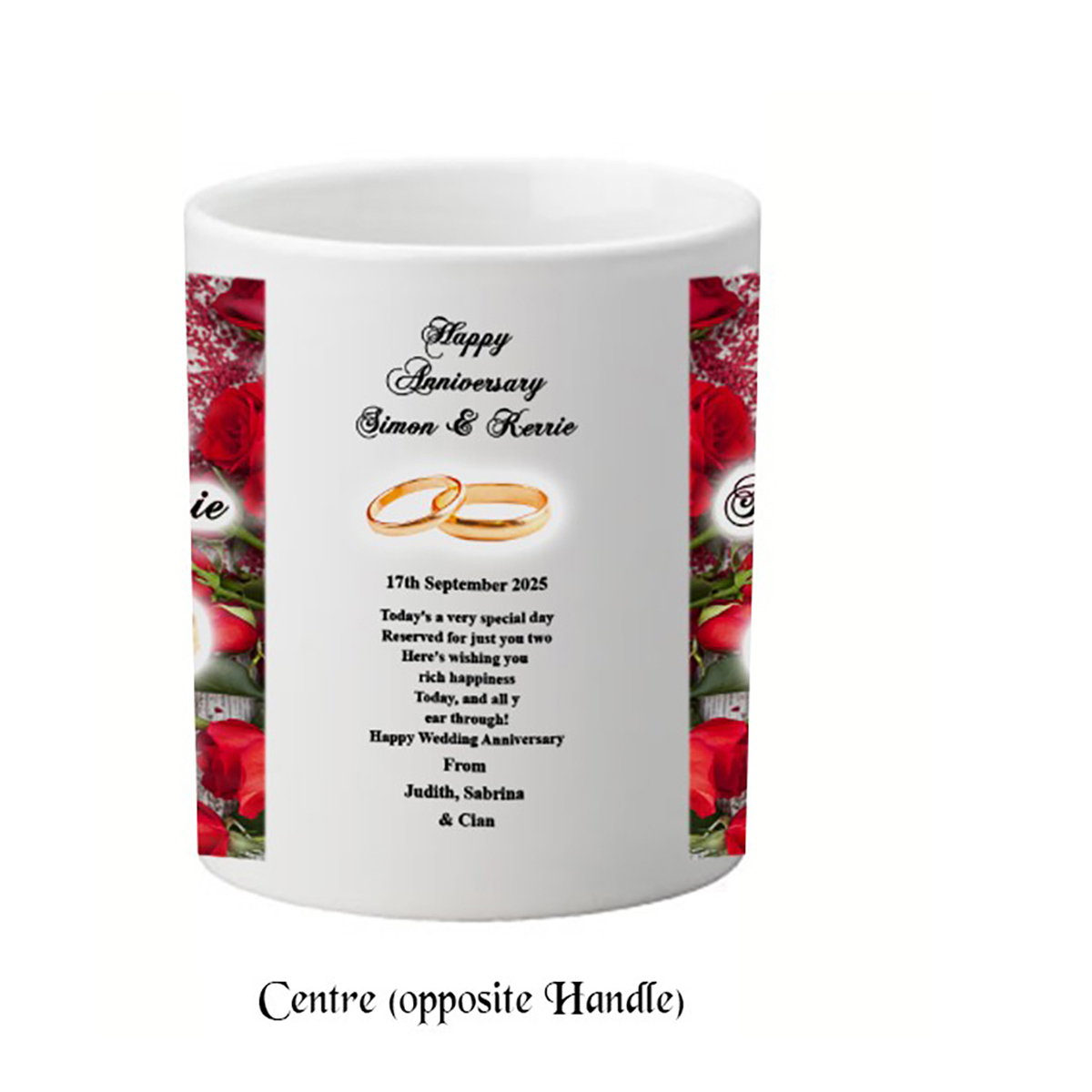 Personalised Wedding Anniversary Mug Gift - Red Roses