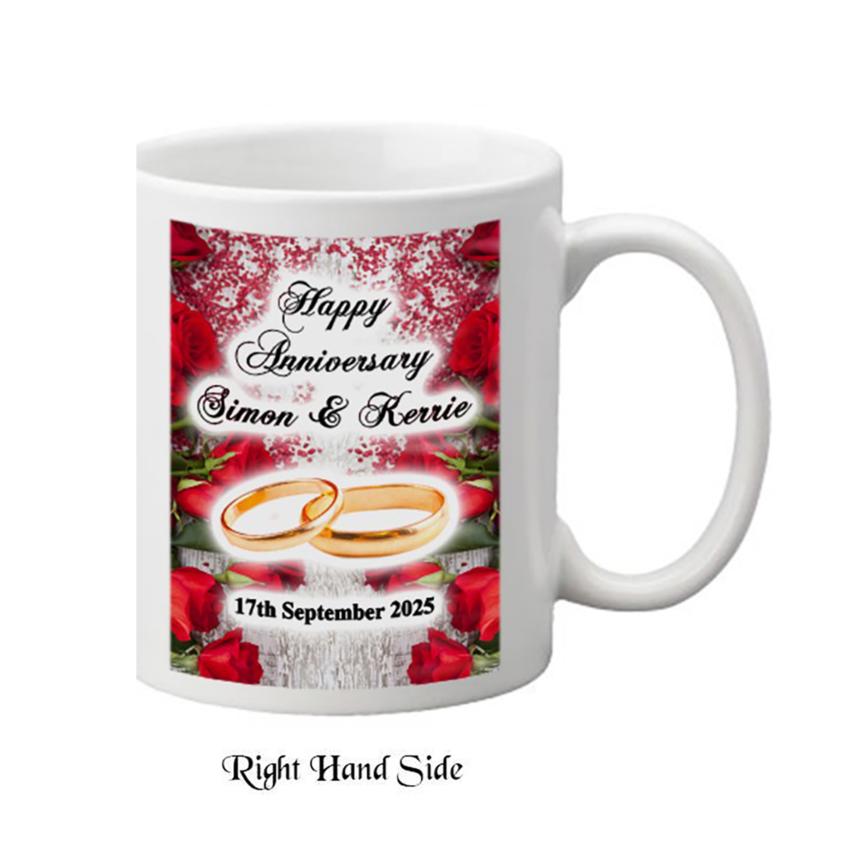 Personalised Wedding Anniversary Mug Gift - Red Roses