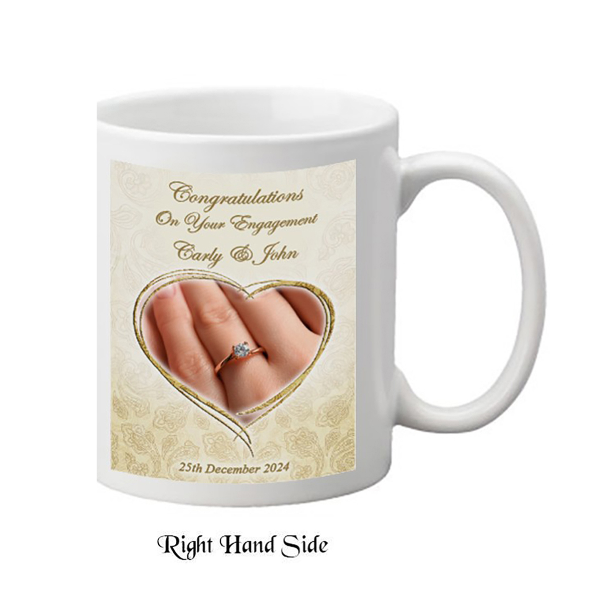 Personalised Mug Gift - Ornate heart & ring
