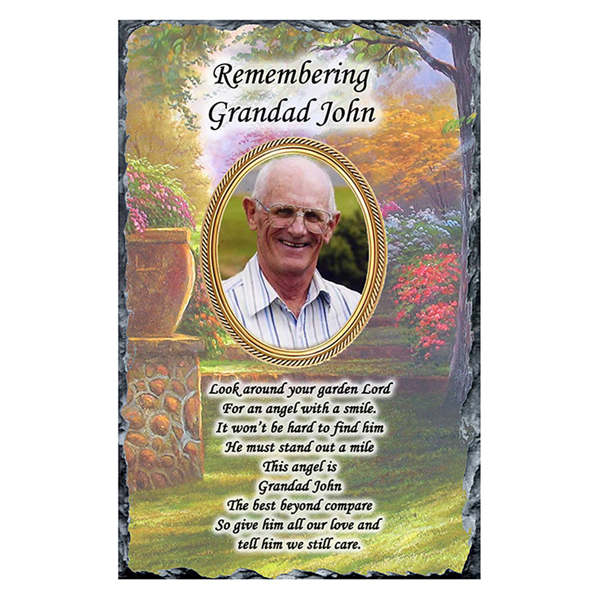 Personalsied Remembrance Slate - Garden & Single Photo