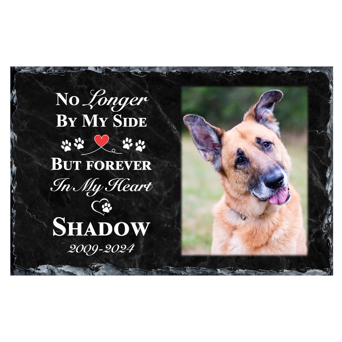 Personalsied Remembrance Slate - Pawprints with Photo