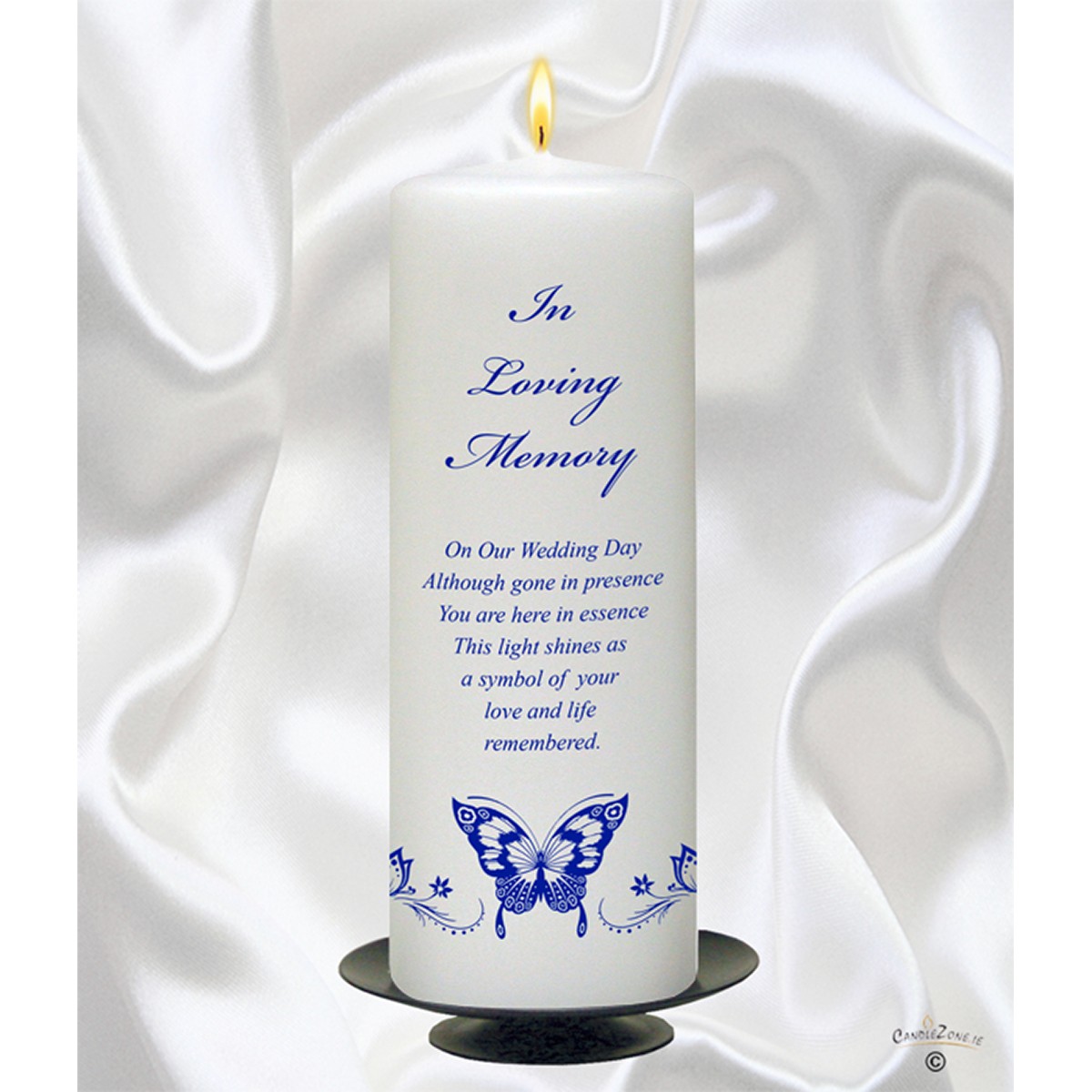 Personalised Wedding Remembrance Candle - Magestic Silver Butterfly