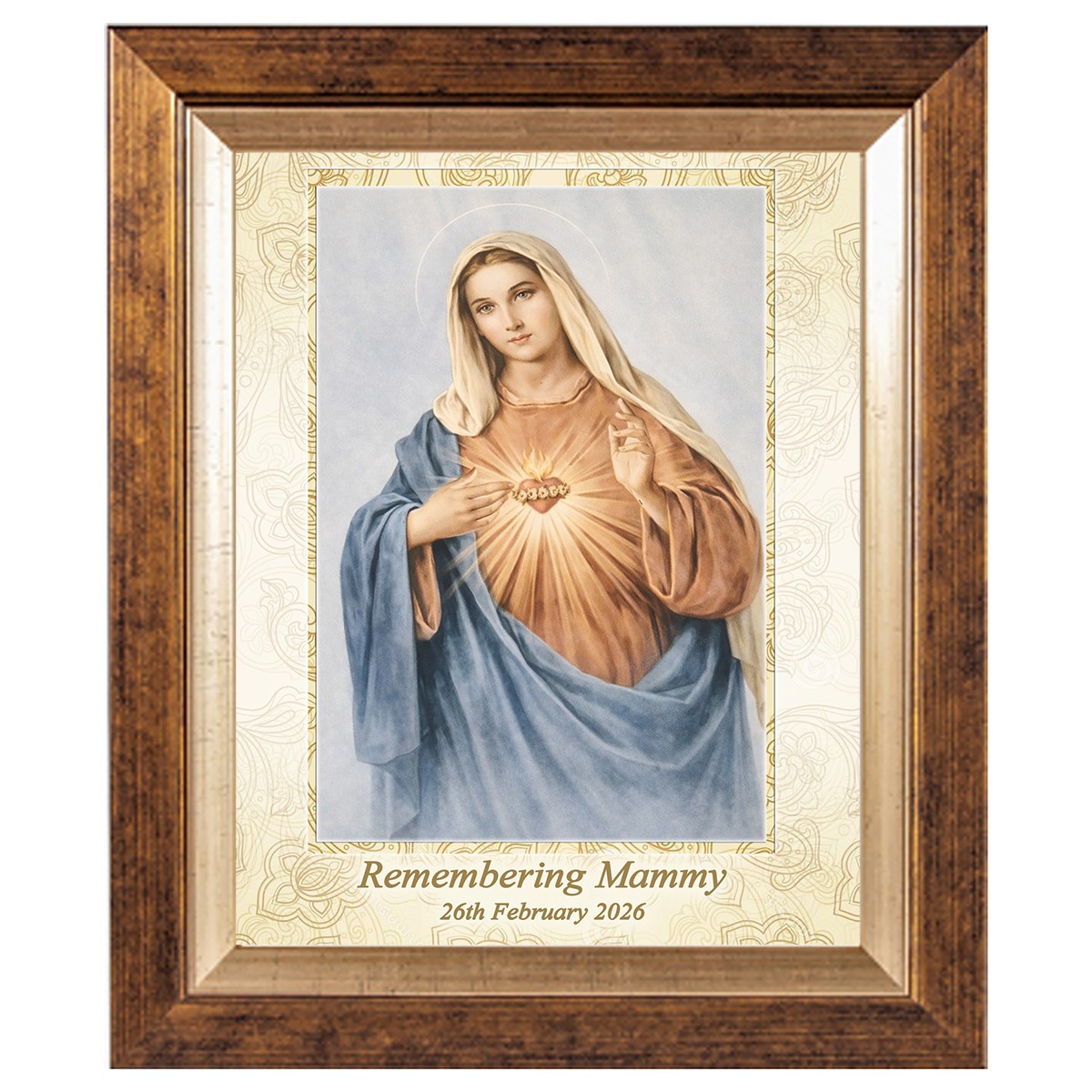 Religious Frame - Sacred Heart of Jesus Black & White (Colour Heart)