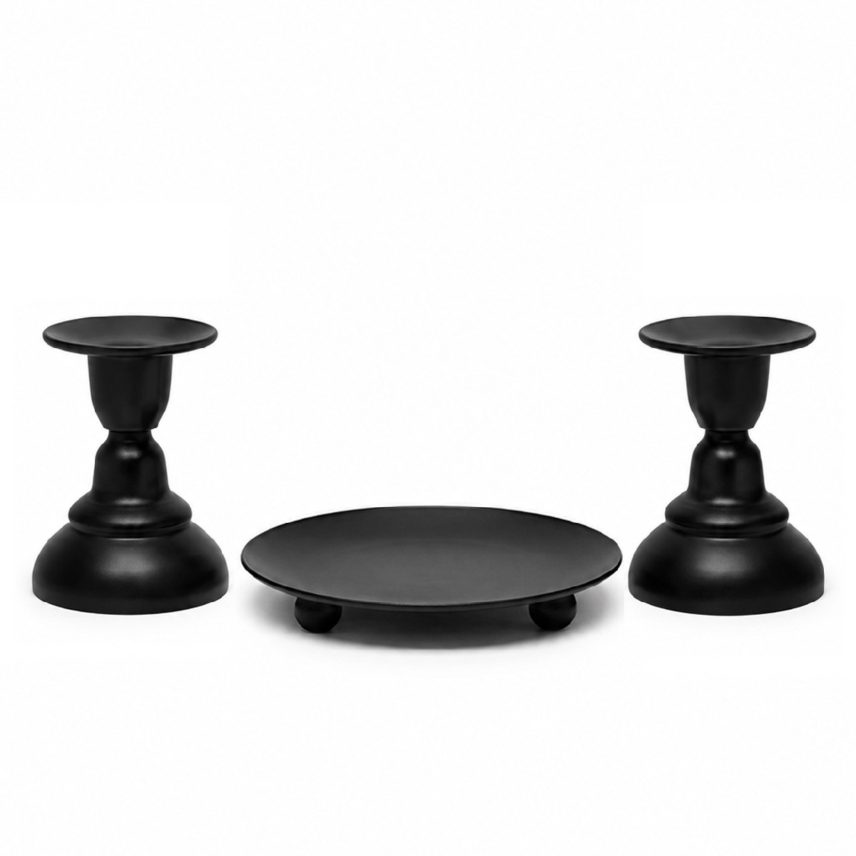 Candle Stand - Set Black includes: 1 Saucer & 2 Tulip Stands