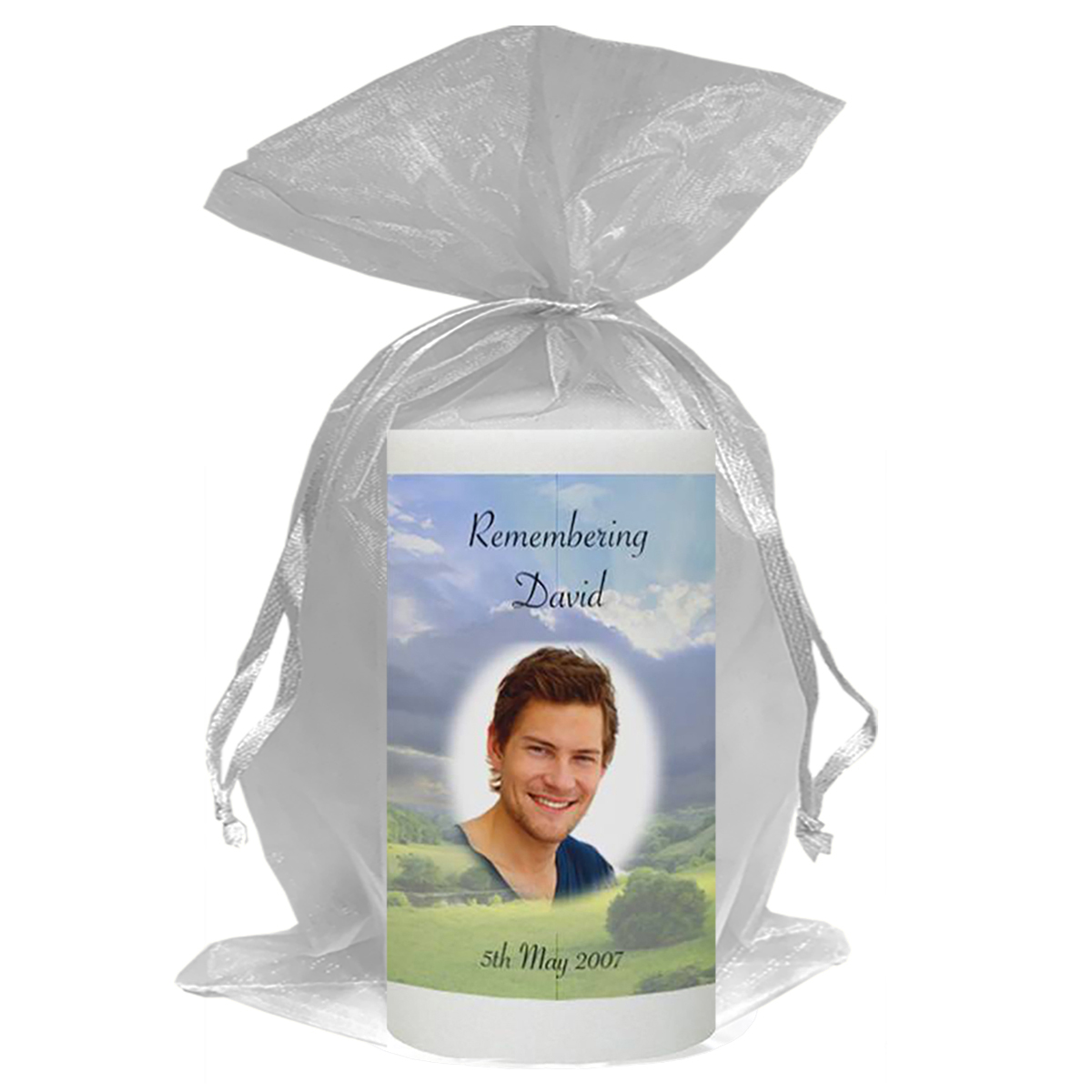 Personalised Remembrance Favour Candle - Meadow with Photo