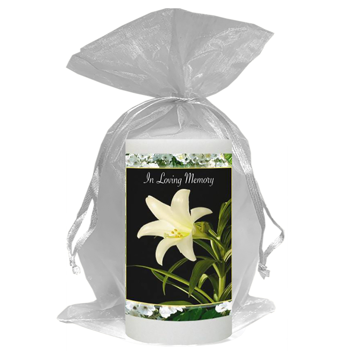 Personalised Remembrance Favour Candle - White Flowers
