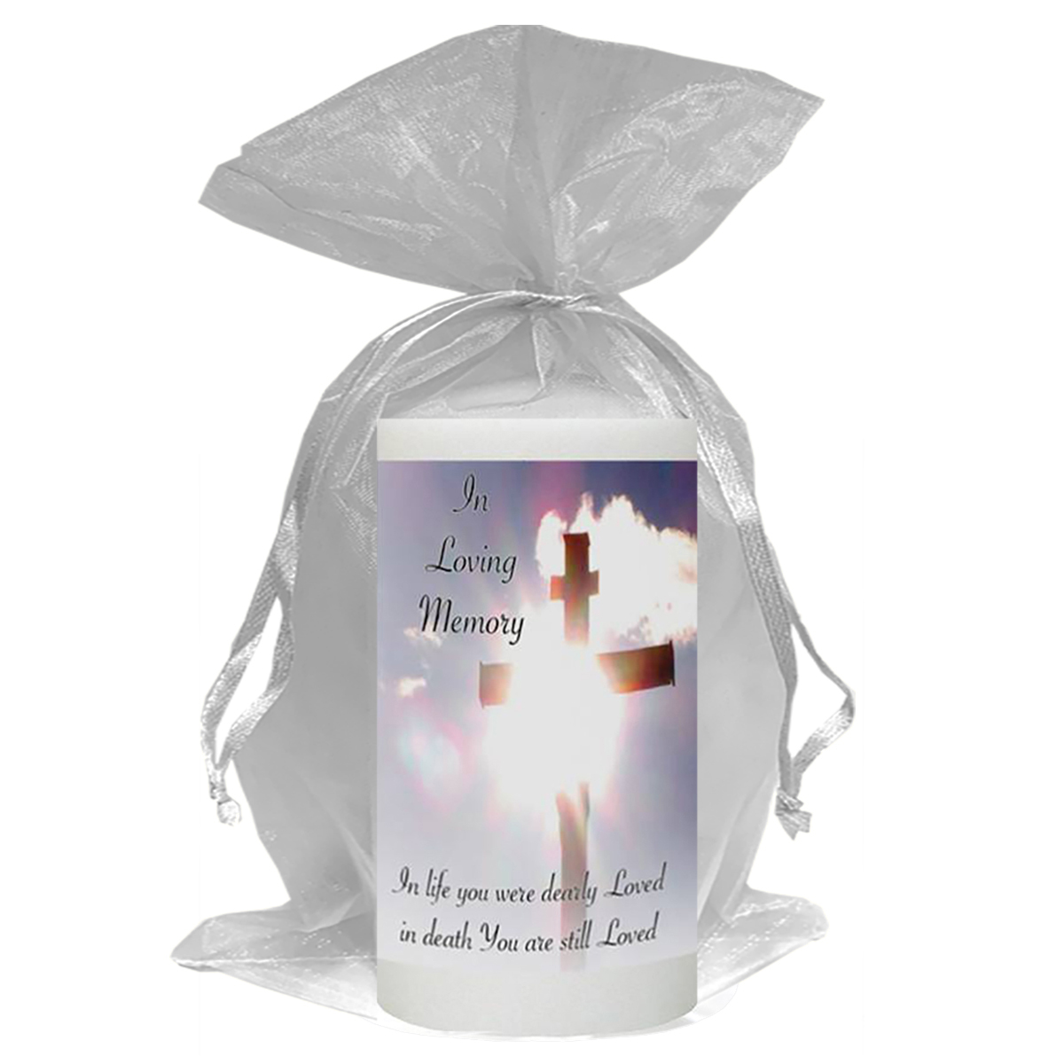 Personalised Remembrance Favour Candle - Cross & Clouds