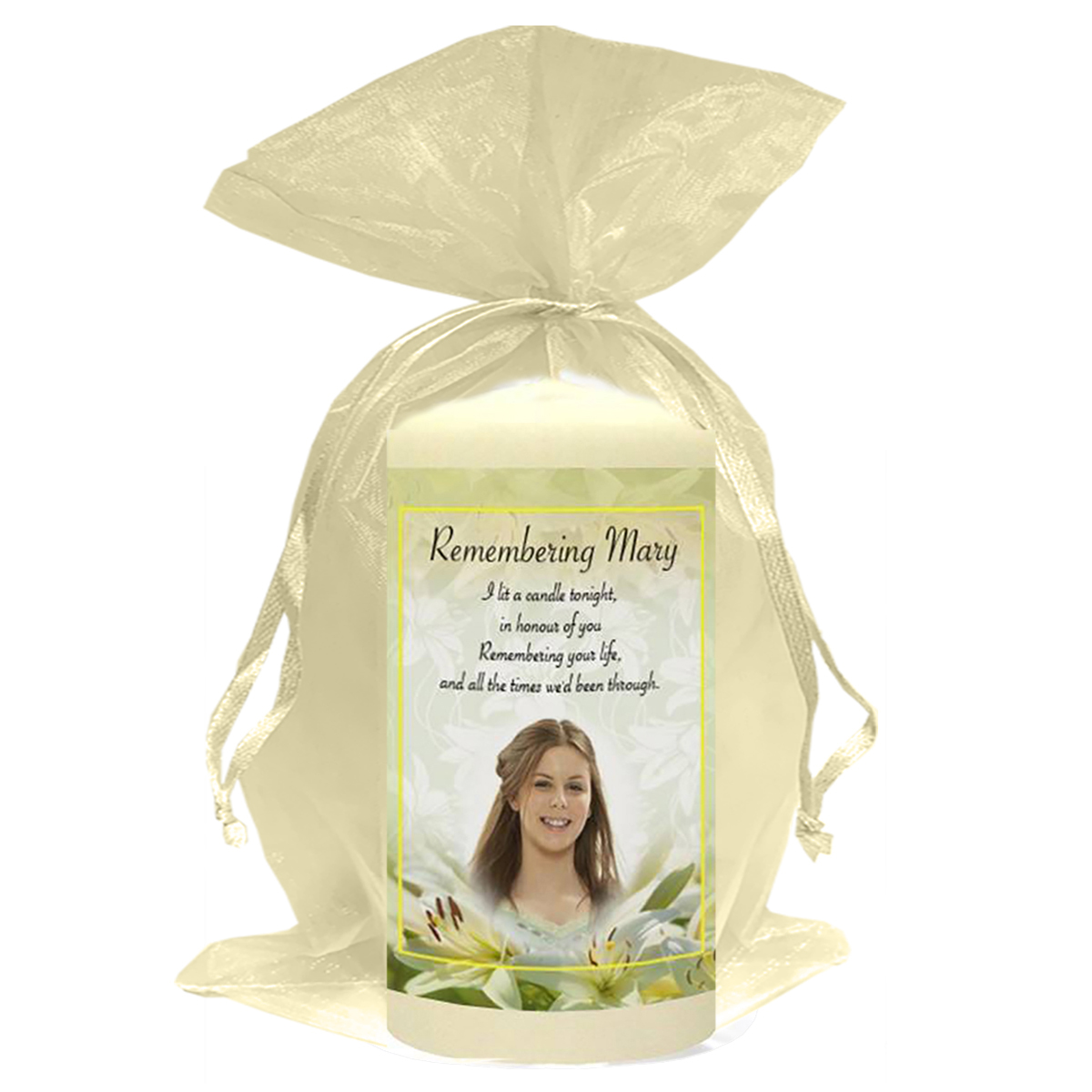 Personalised Remembrance Favour Candle - Lily with Photo