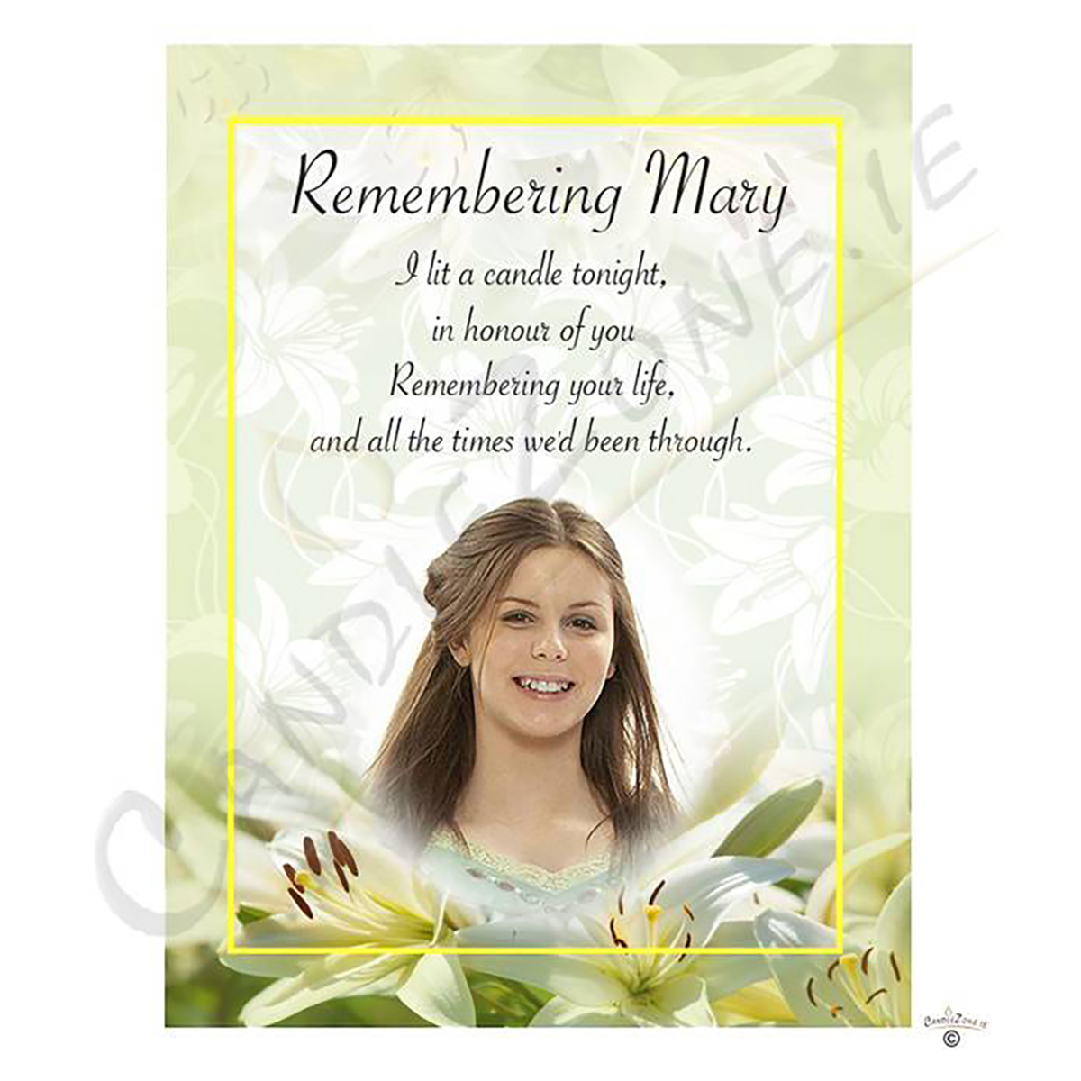 Personalised Remembrance Favour Candle - Lily with Photo