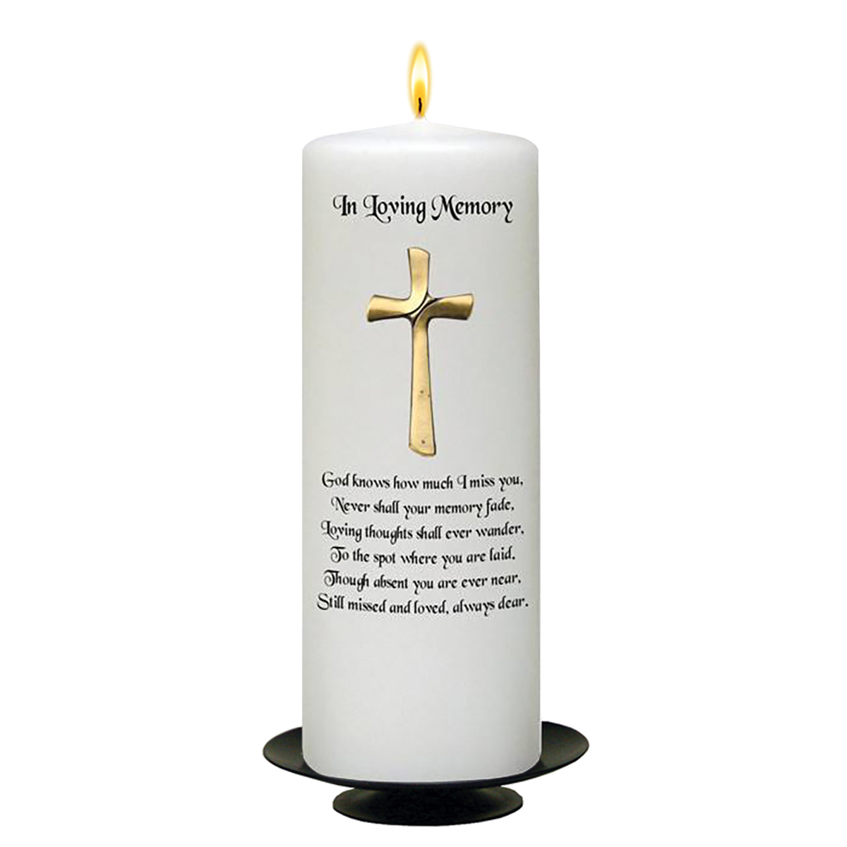 Personalised Remembrance Candle - Gold Cross Remembrance Candle
