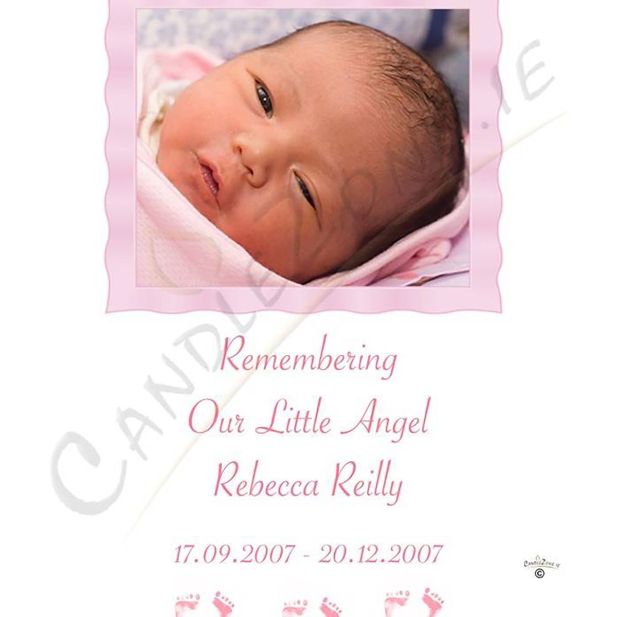 Personalised Remembrance Candle - Baby Pink Gingham with Photo