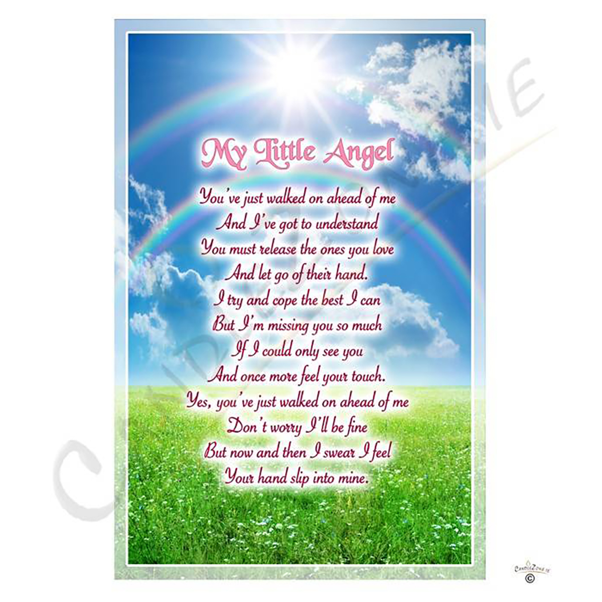 Personalised Remembrance Candle - Angel Wings Pink with Photo