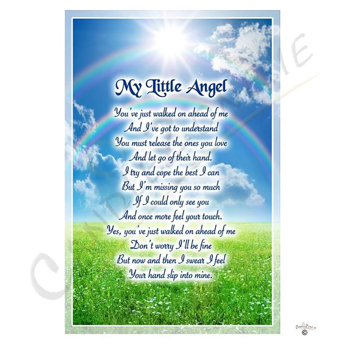 Personalised Remembrance Candle - Angel Wings Blue with Photo