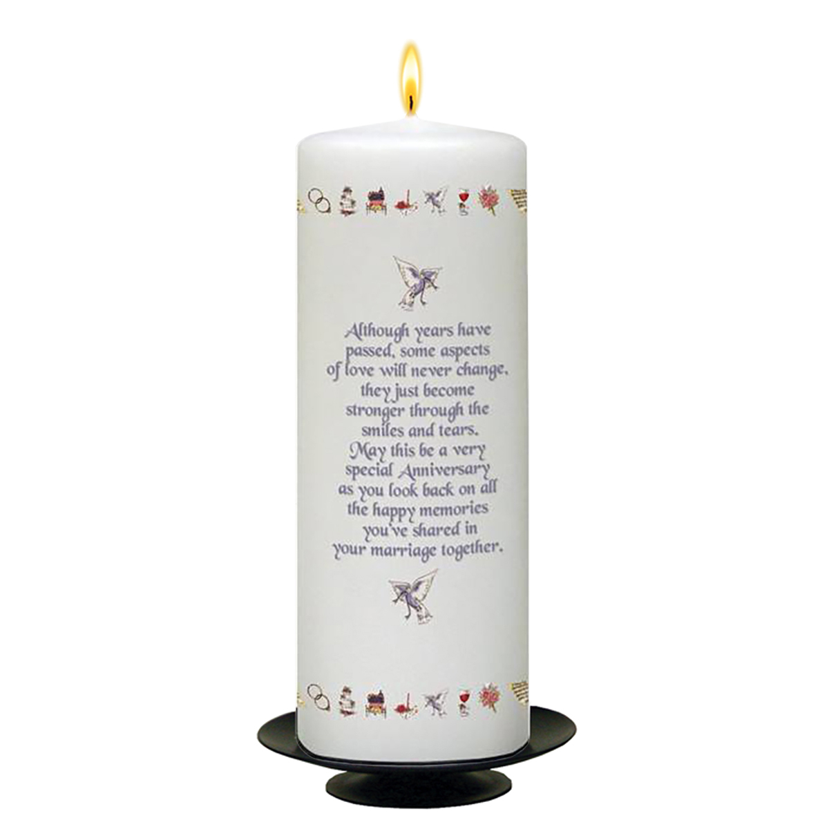 Personalised Wedding Anniversary Candle Gift - 25th (Silver) Anniversary - Ribbons & Photo