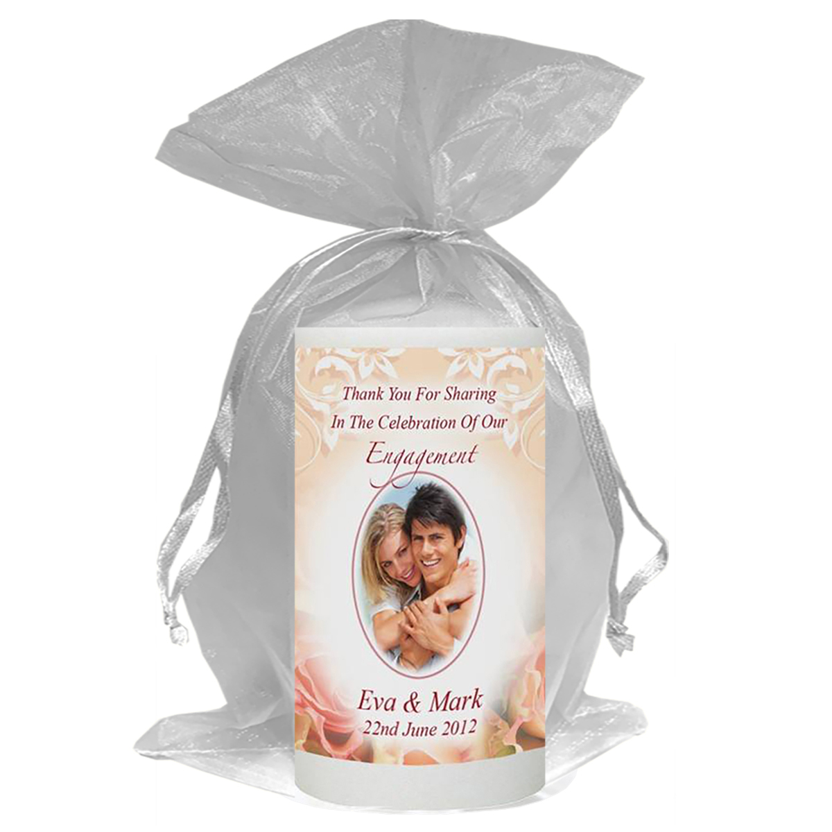 Engagement Favour Candle - Roses with Photo