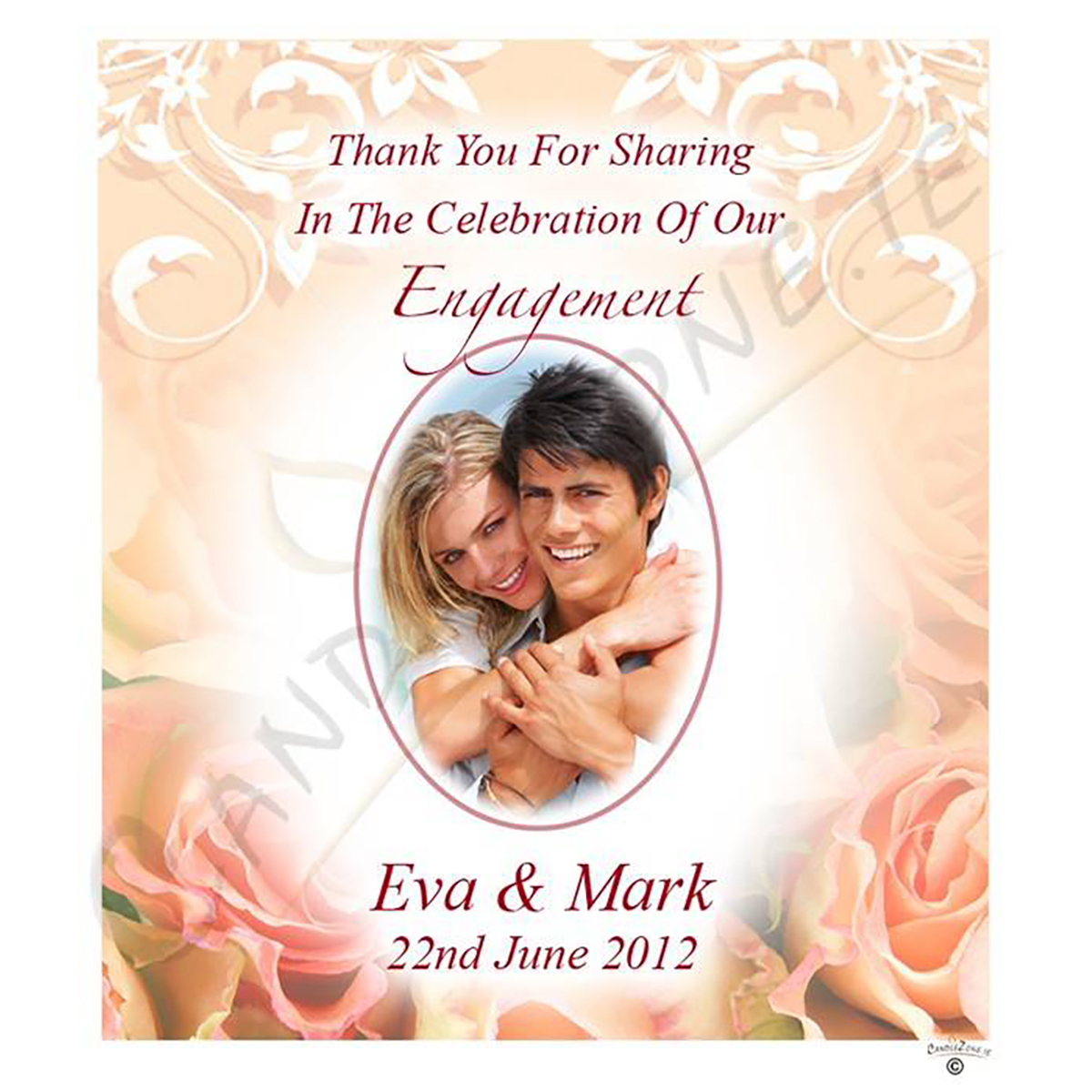Engagement Favour Candle - Roses with Photo