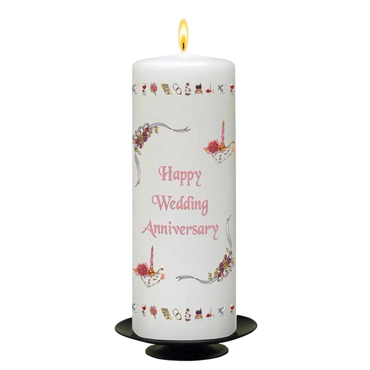 Personalised Wedding Anniversary Candle Gift - Happy Anniversary - Ribbons