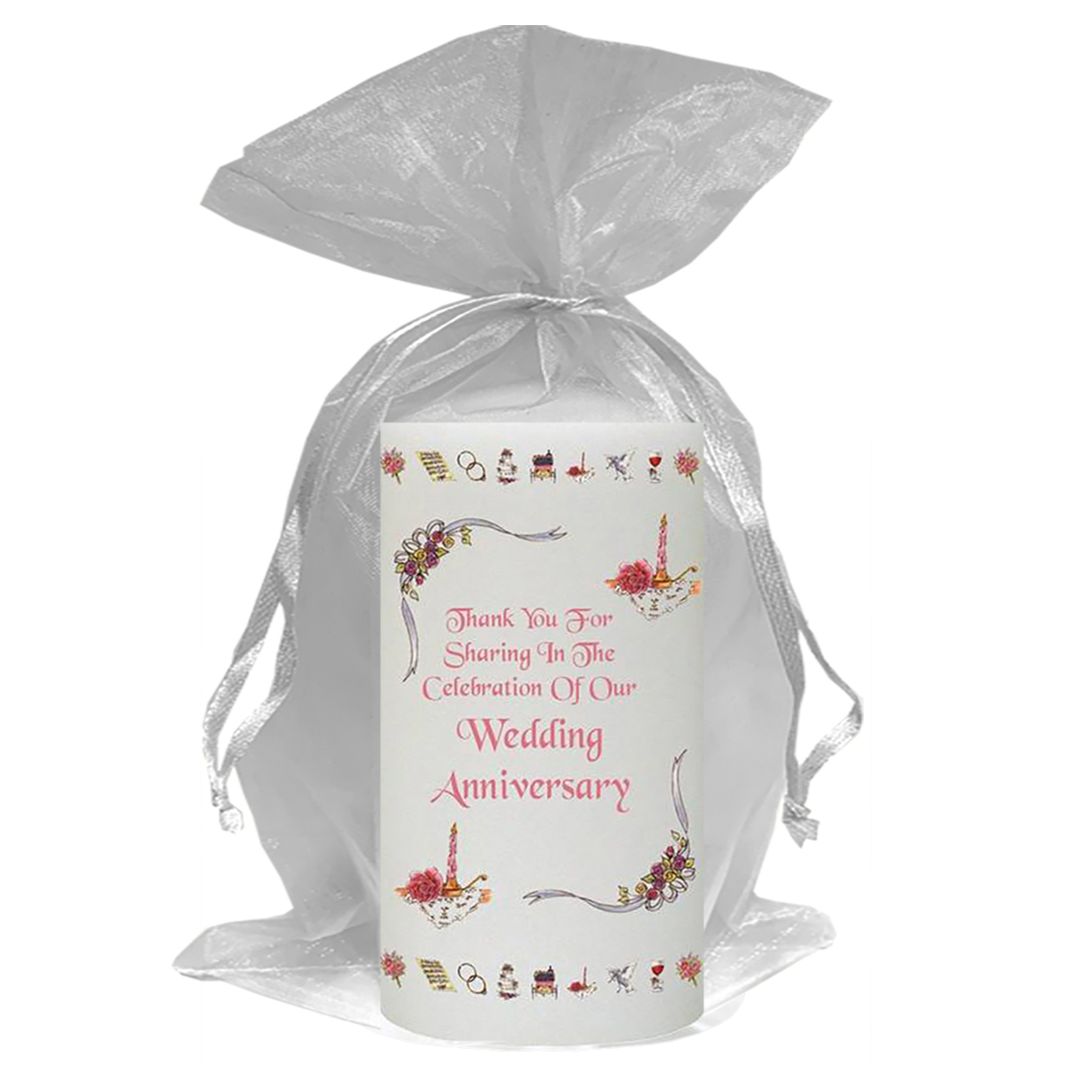 Personalised Wedding Anniversary Candle Gift - Happy Anniversary - Ribbons