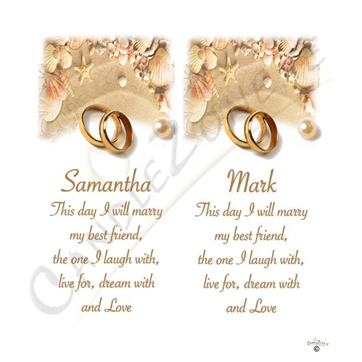 Personalised Wedding Candles - Beach & Rings