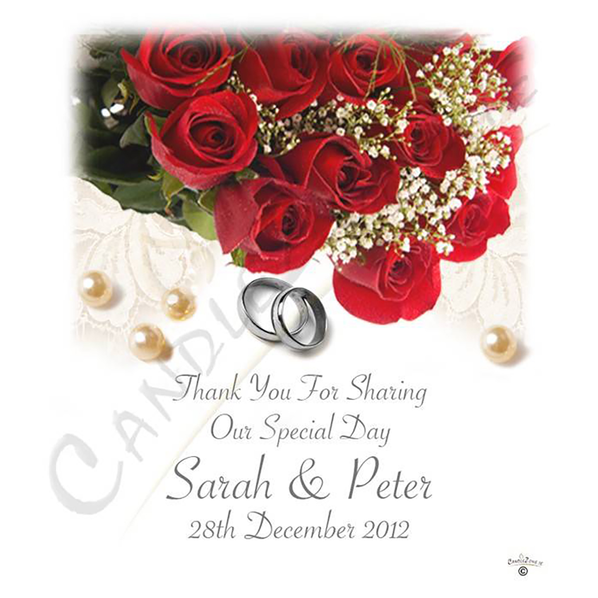 Personalised Thank you Wedding Favour - Pearl