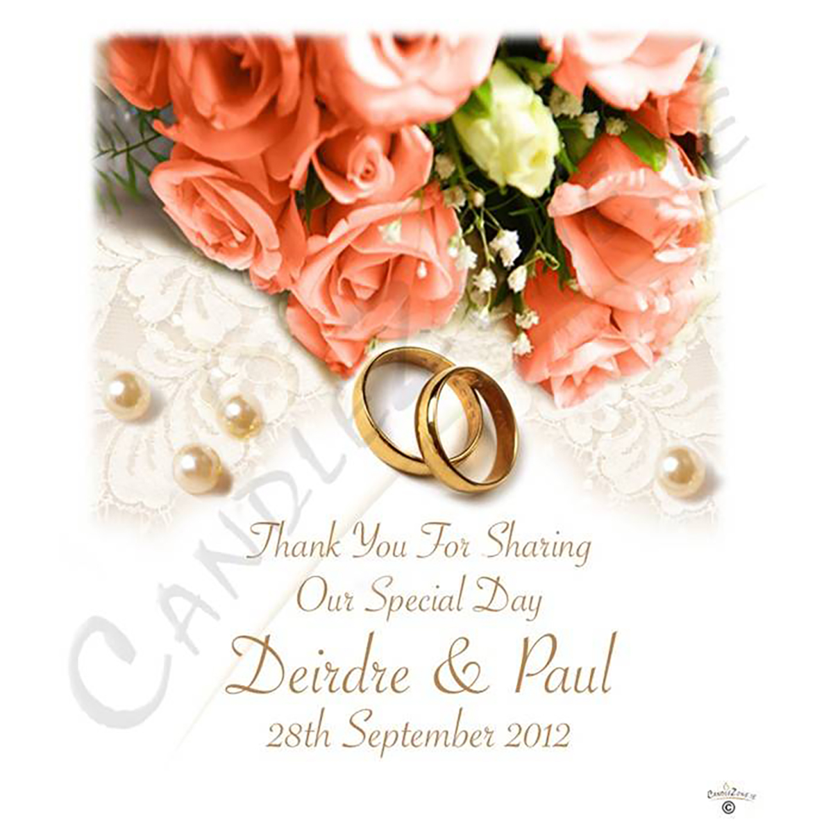 Personalised Thank you Wedding Favour - Pearl