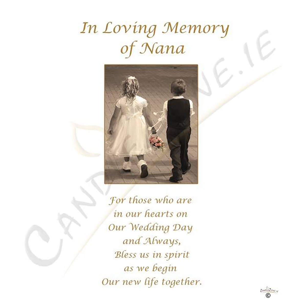Personalised Wedding Remembrance Candle - Young Love Gold