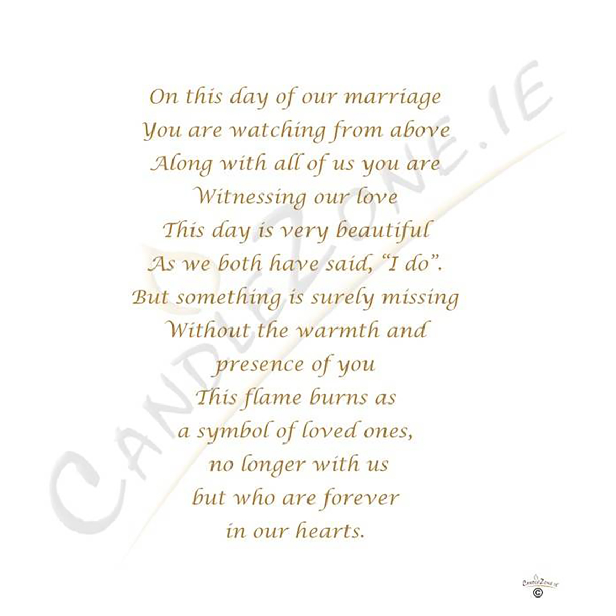 Personalised Wedding Remembrance Candle - Young Love Gold