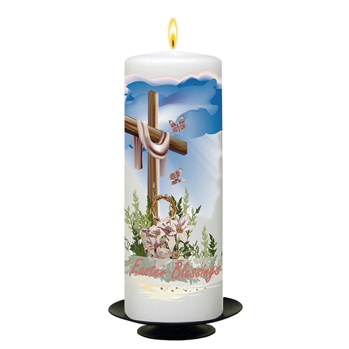 Personalatised Easter Gift Candle - Cross & Butterflies