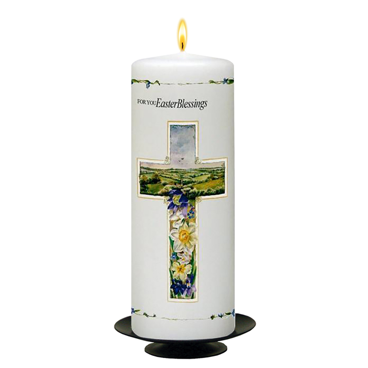Personalatised Easter Gift Candle - Cross & Flower Easter