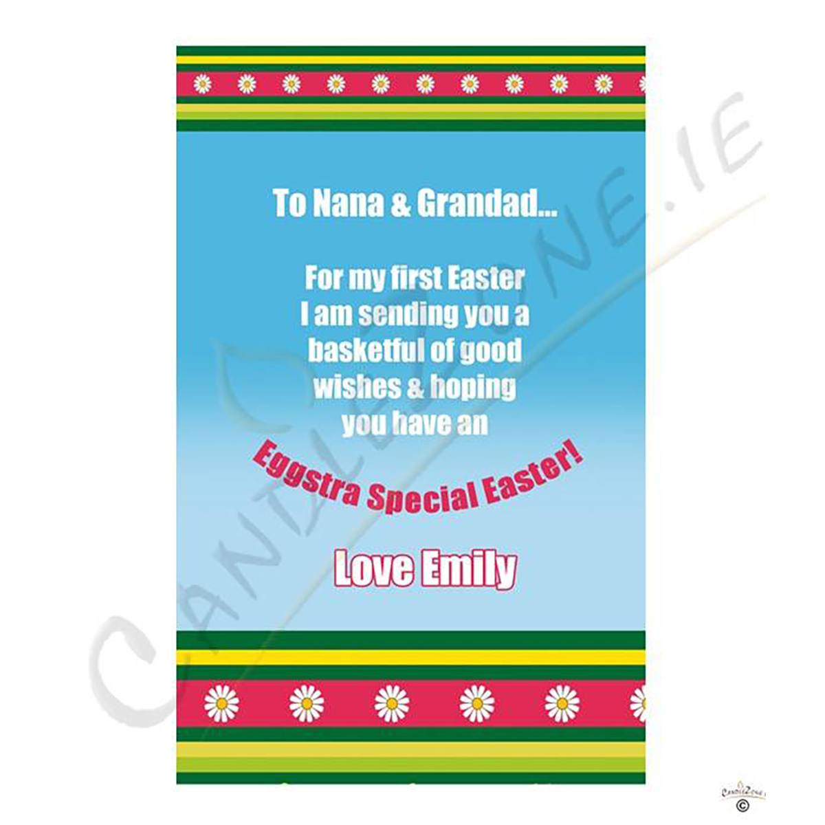 Personalatised Easter Gift Candle - Personalised Daisys Blue
