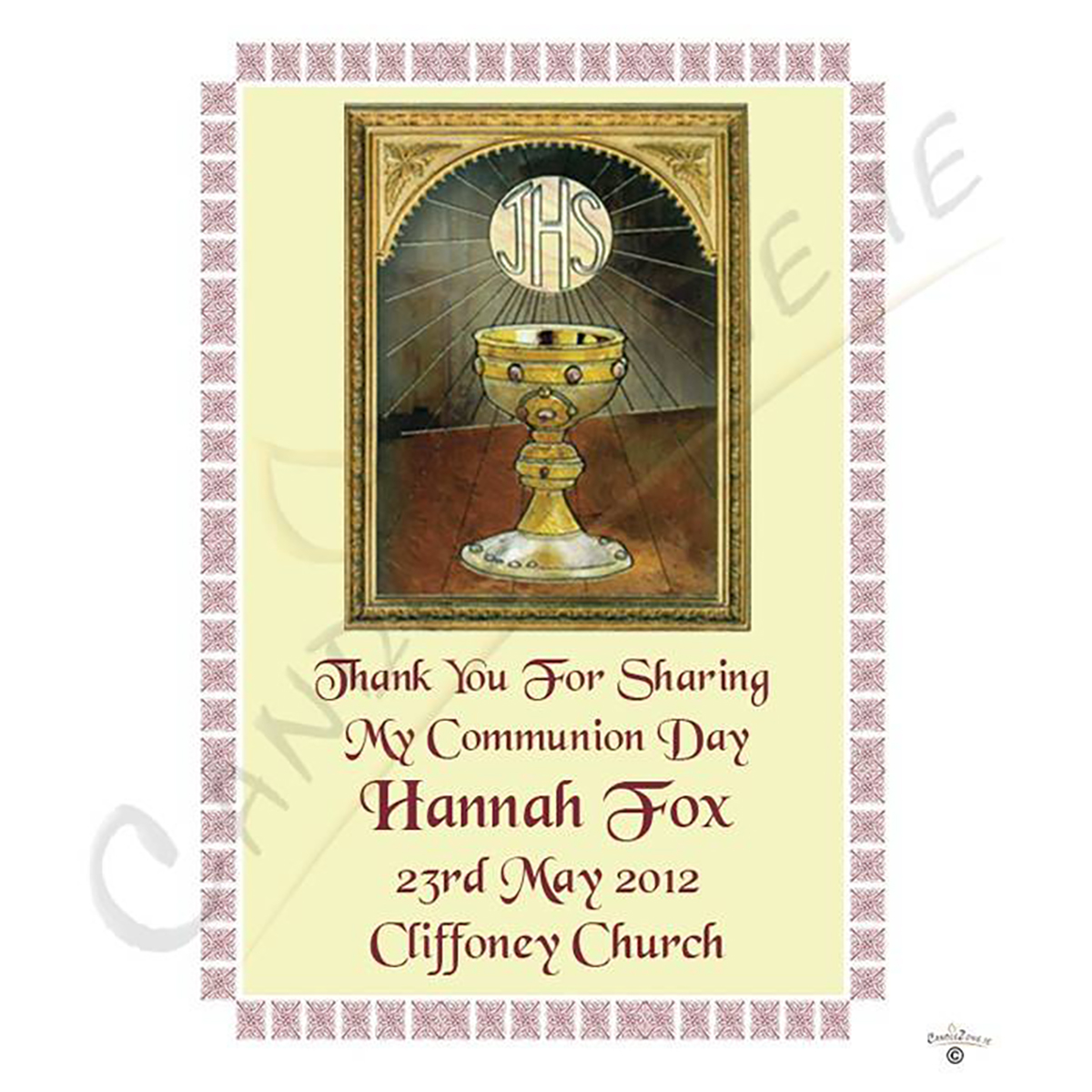 Personalised 1st Holy Communion Favour - The Red Chalice