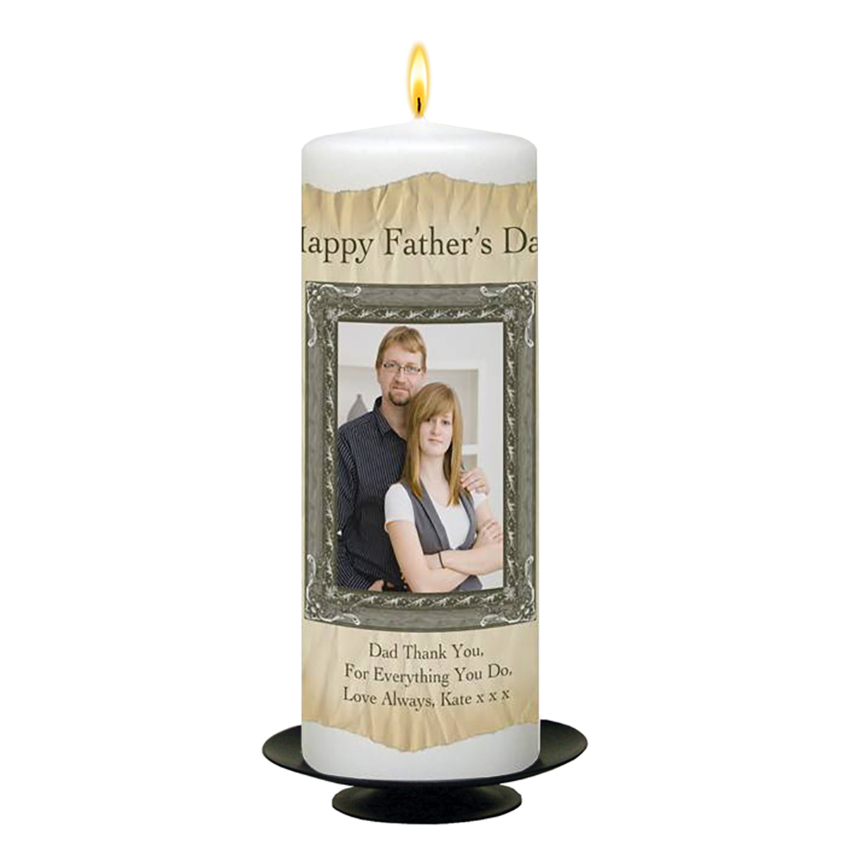 Personalised Fathers Day Gift Candle - Parchment with Photo
