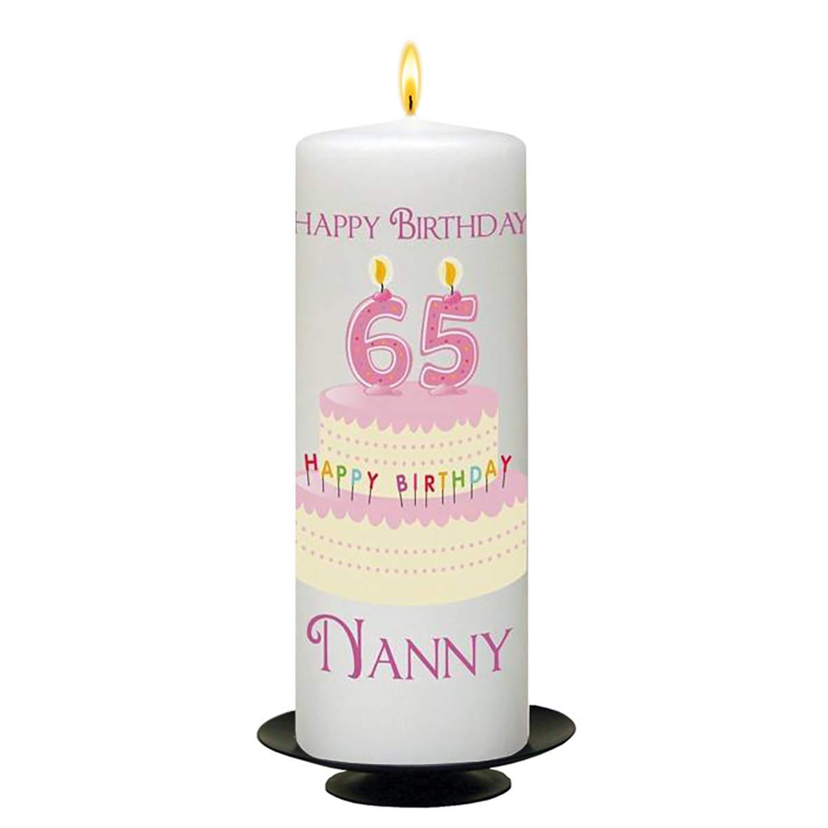 Personalised Birthday Candle - Any Age Pink Birthday Cake