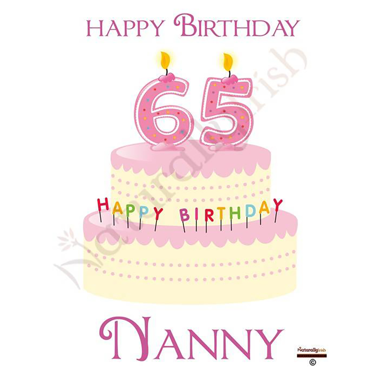Personalised Birthday Candle - Any Age Pink Birthday Cake