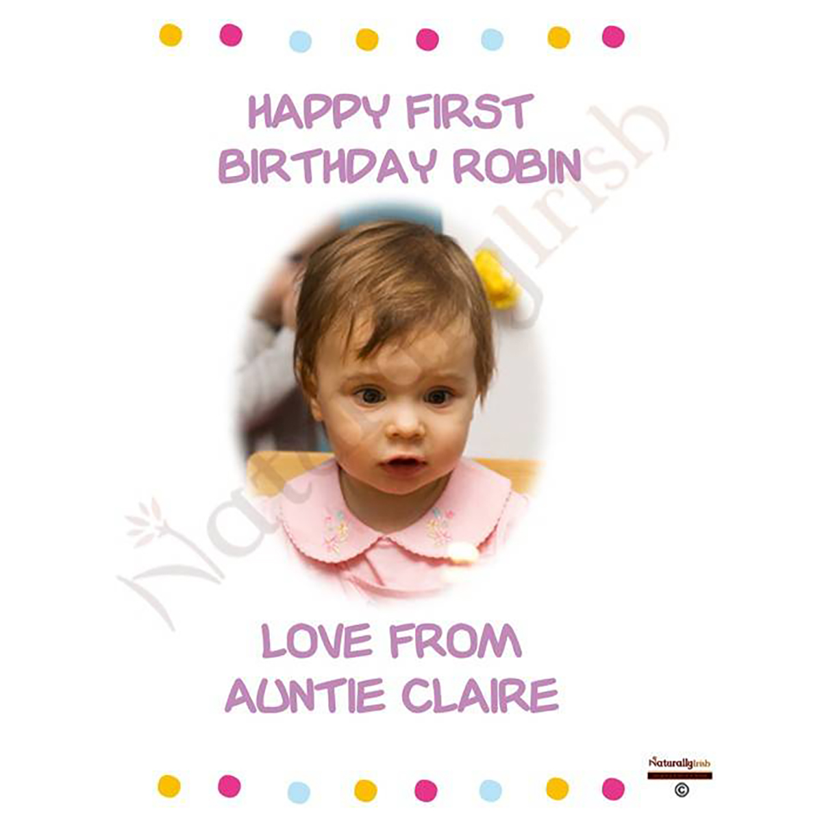 Personalised Birthday Candle - Age 1 - Animal Party & Photo