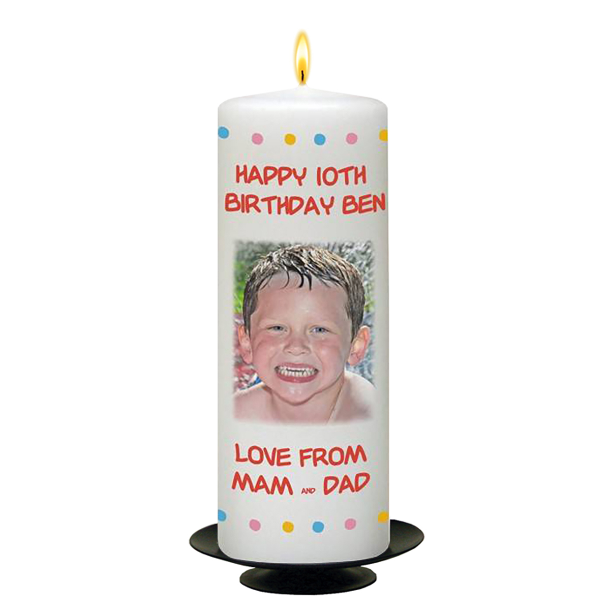 Personalised Birthday Candle - Age 10 - Animal Party & Photo