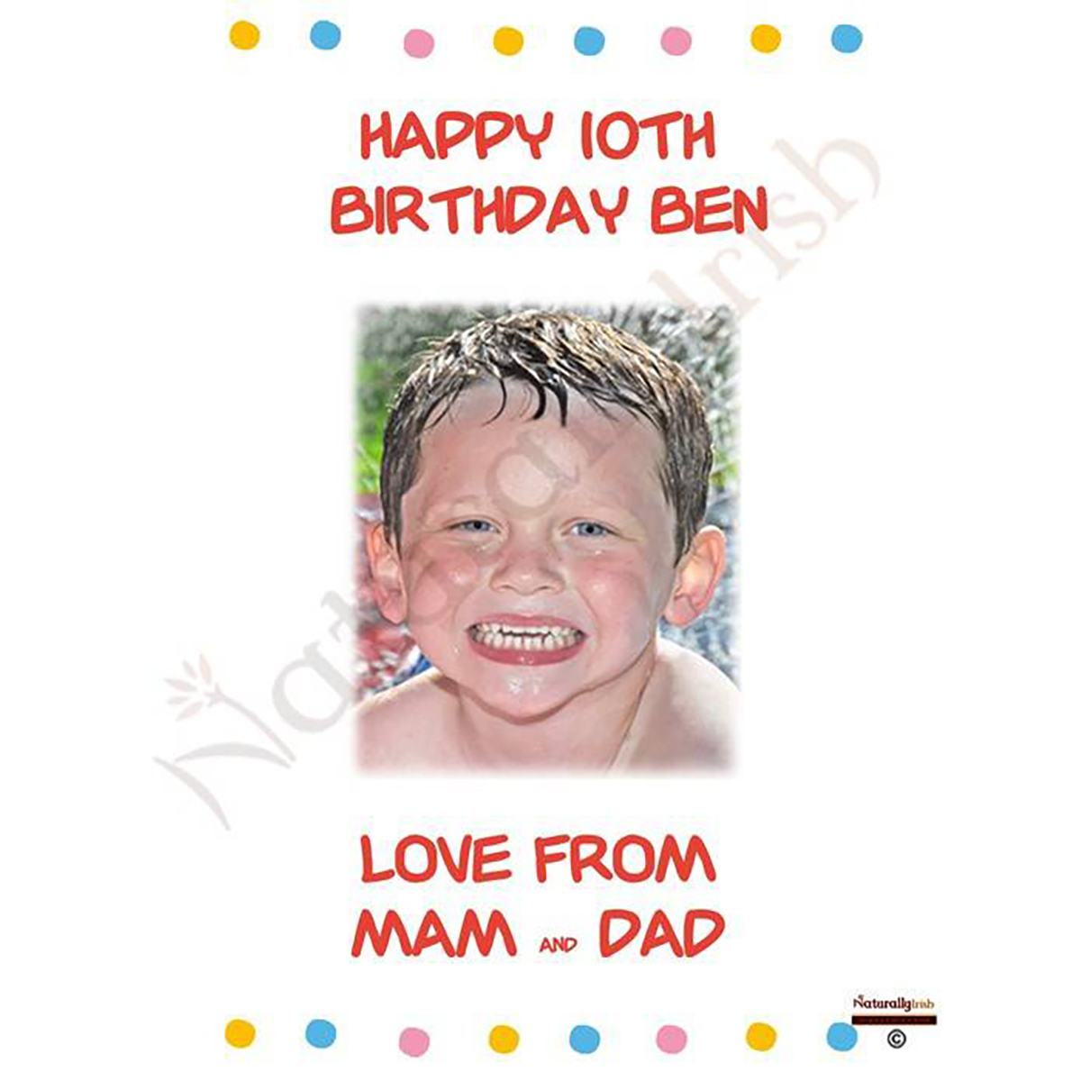 Personalised Birthday Candle - Age 10 - Animal Party & Photo