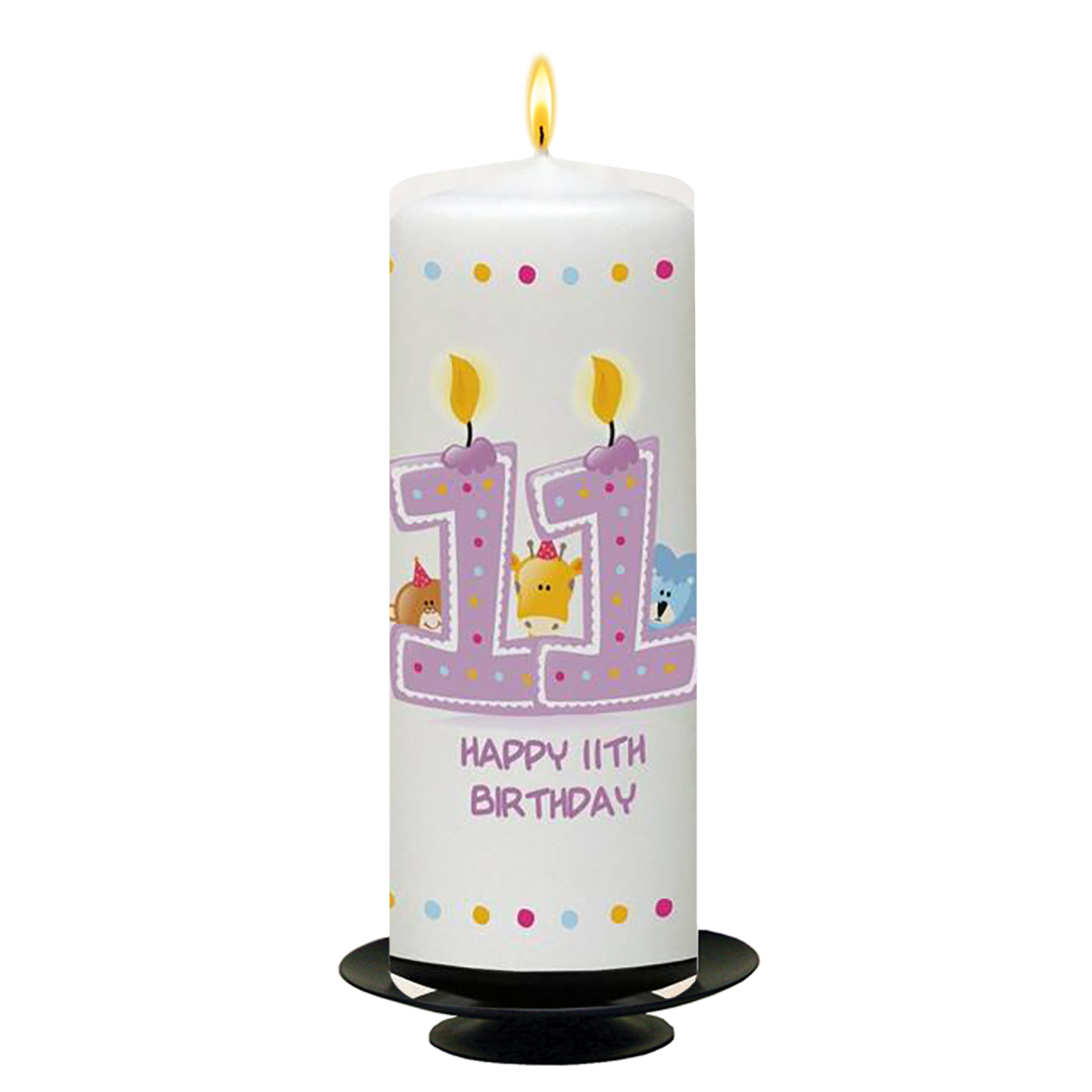 Personalised Birthday Candle - Age 11 - Animal Party & Photo