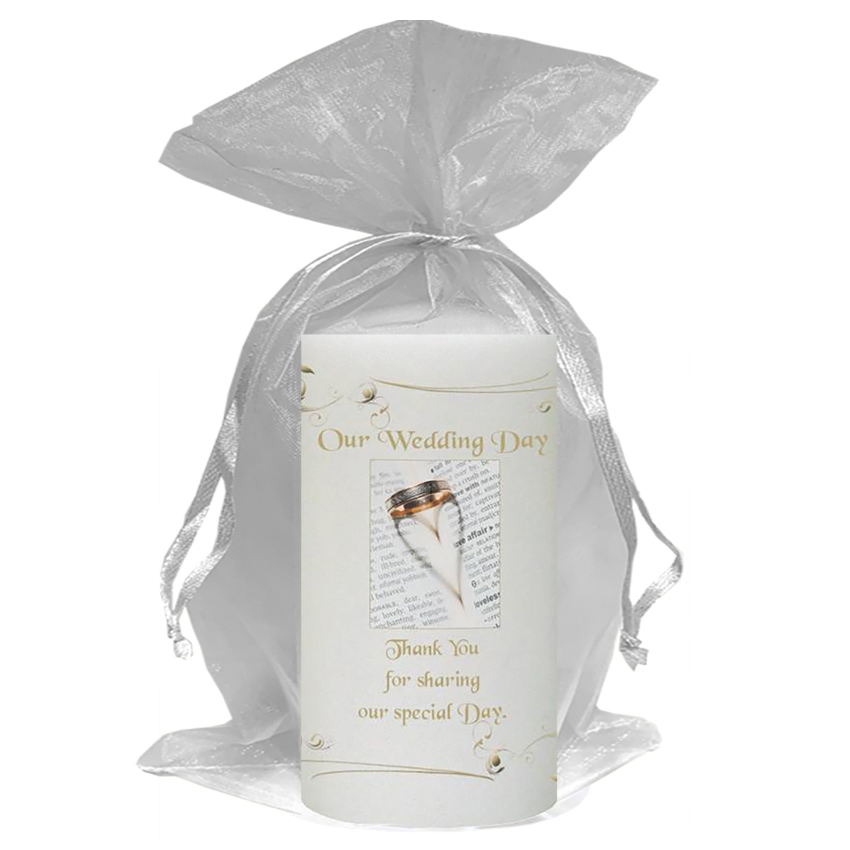 Personalised Thank you Wedding Favour - Ring Heart Silhourette Gold