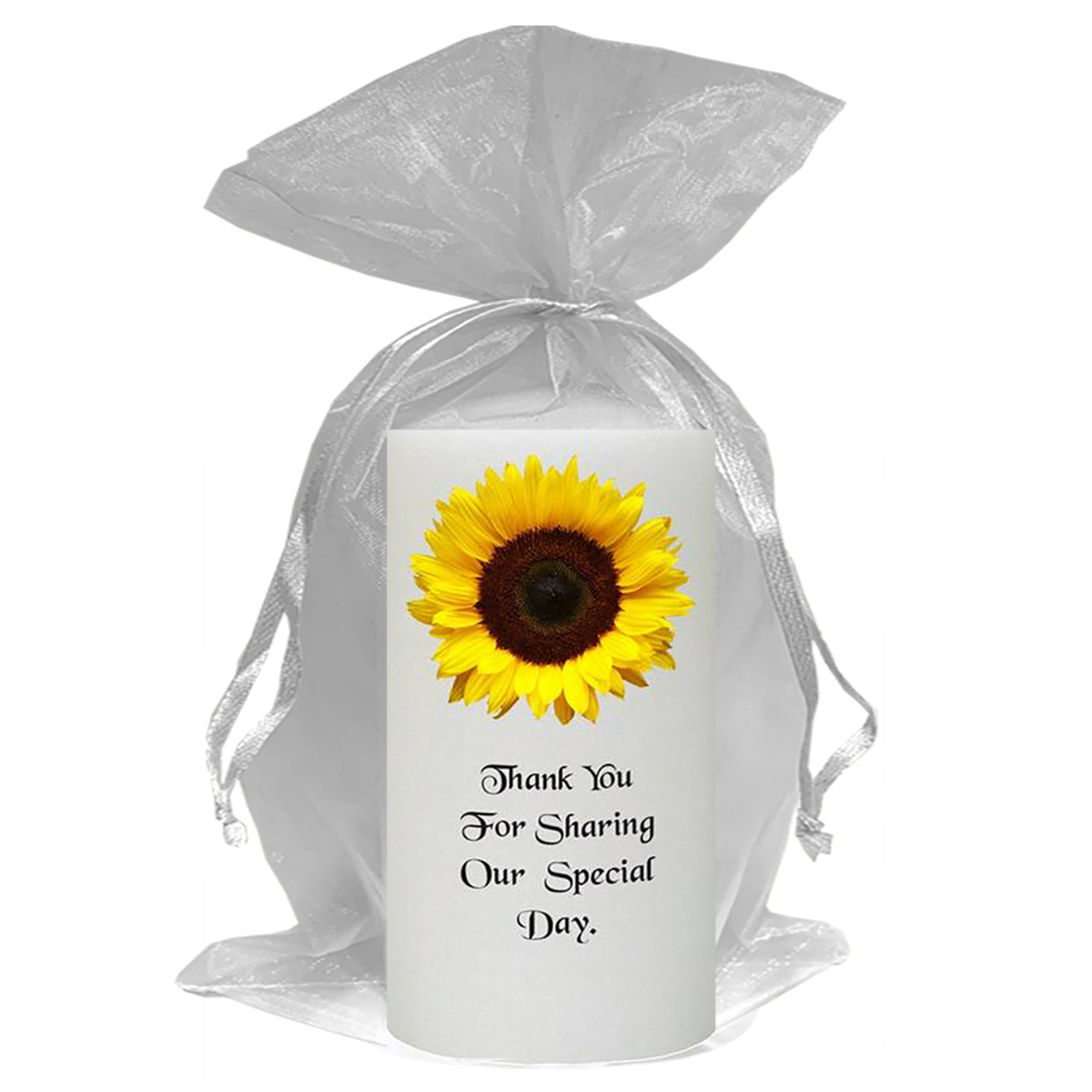 Personalised Thank you Wedding Favour - Sunflower Black Script